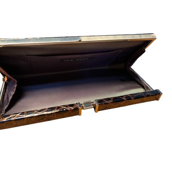 Nine West Purse Brown Faux Leather Clutch Bag - Picture 3 of 6